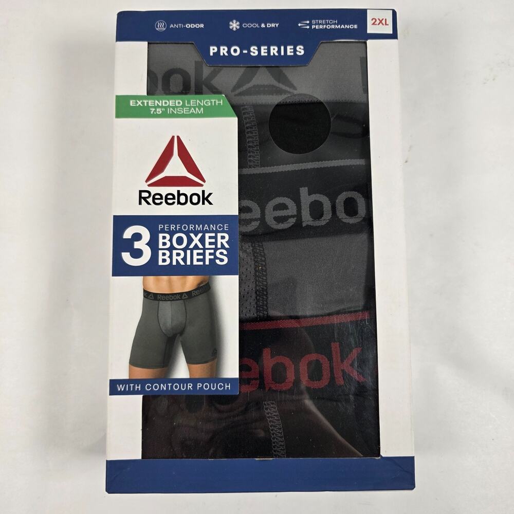 New Reebok 3 pack Performance Boxer Briefs Pro-Series Mens Size 2XL XXL